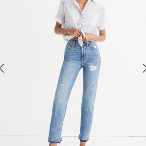Madewell classic straight jean destructed edition